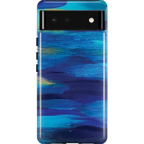 Ocean Blue Brush Stroke by Etta Vee Pixel Cases
